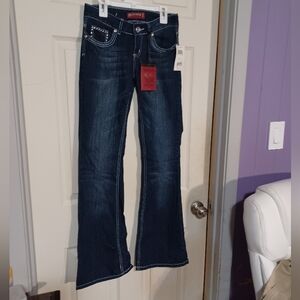Red Rivet Dark Blue Women's Flare Jeans